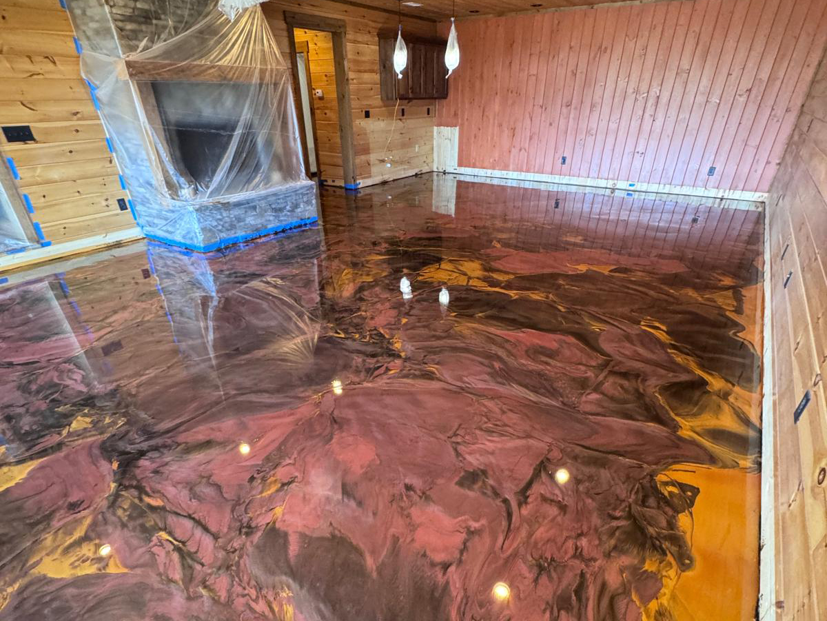 Custom metallic epoxy resin flooring installation